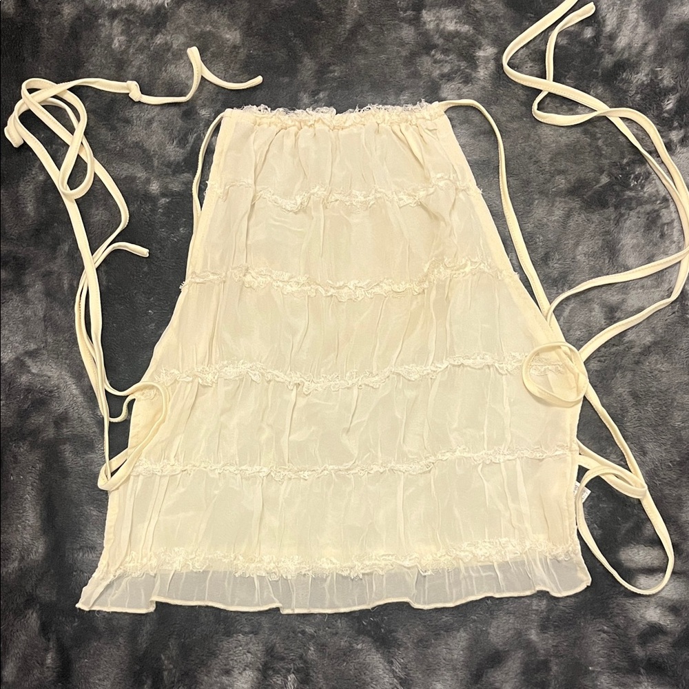 Cream Ruffle Backless Top